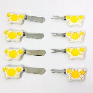 Appetizer Forks & Spreaders Set of 8 Ceramic Crab Handles Hor D'oeuvres Knifes